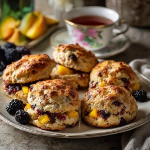 blackberry mango scones recipe served on a plate