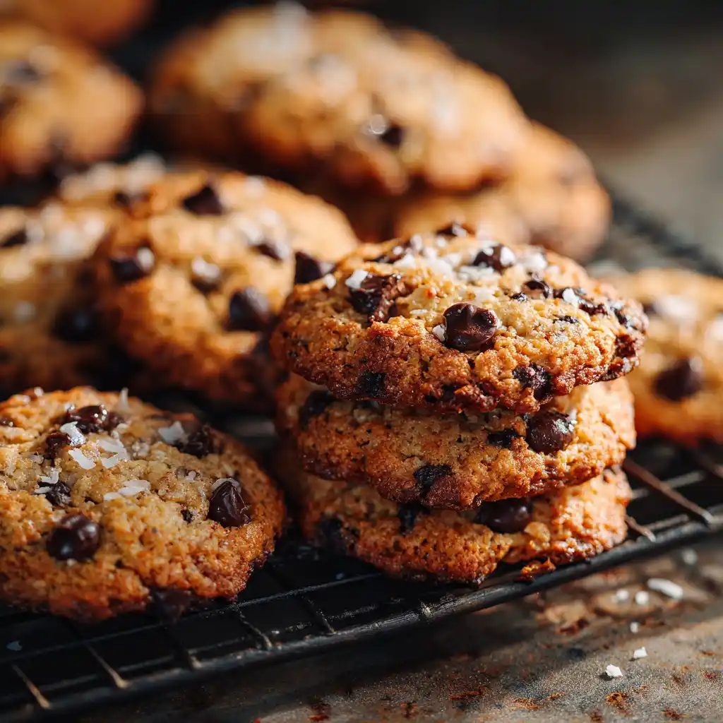 Fresh Coconut Chocolate Chip Cookies cooling on rack