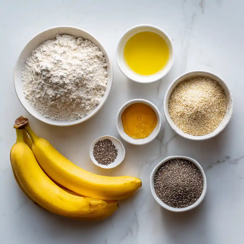Egg-free pancake ingredients on kitchen counter