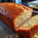 Eggless banana cake recipe card with ingredients and step-by-step instructions