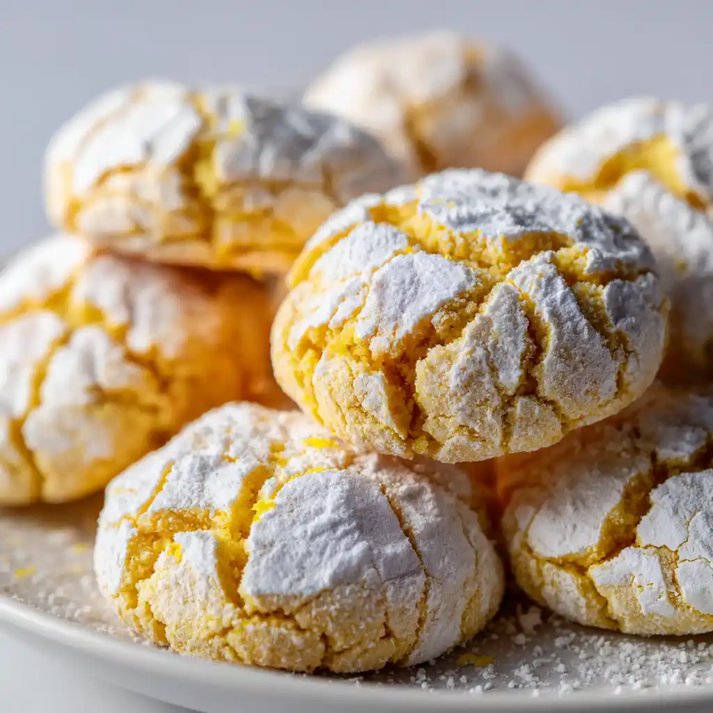 lemon crinkle soft lemon cookies with powdered sugar