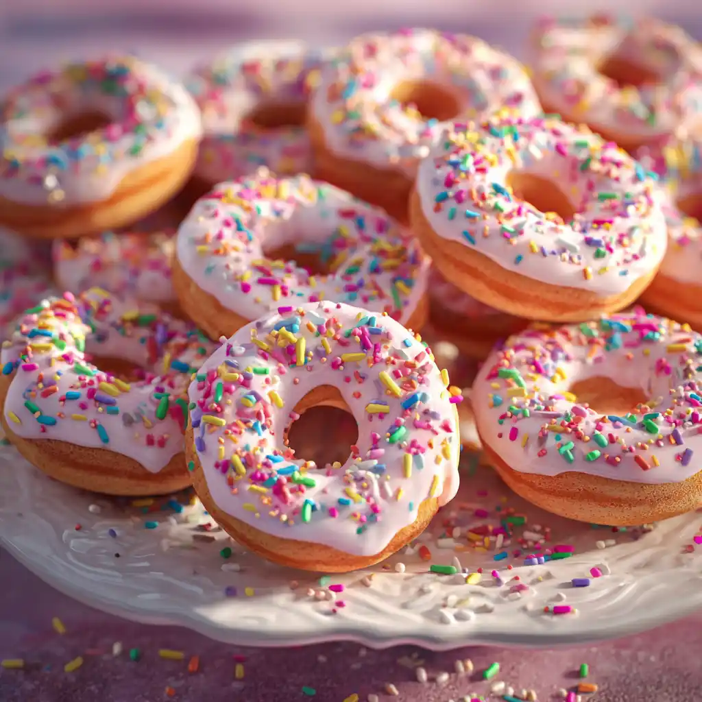 Mini strawberry frosted donuts for parties