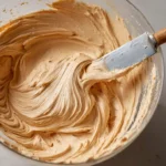 peanut butter cream cheese frosting in mixing bowl