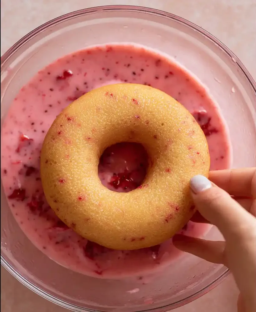 Homemade strawberry frosted donuts recipe step-by-step