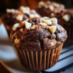 Triple chocolate muffin with melty chips on top