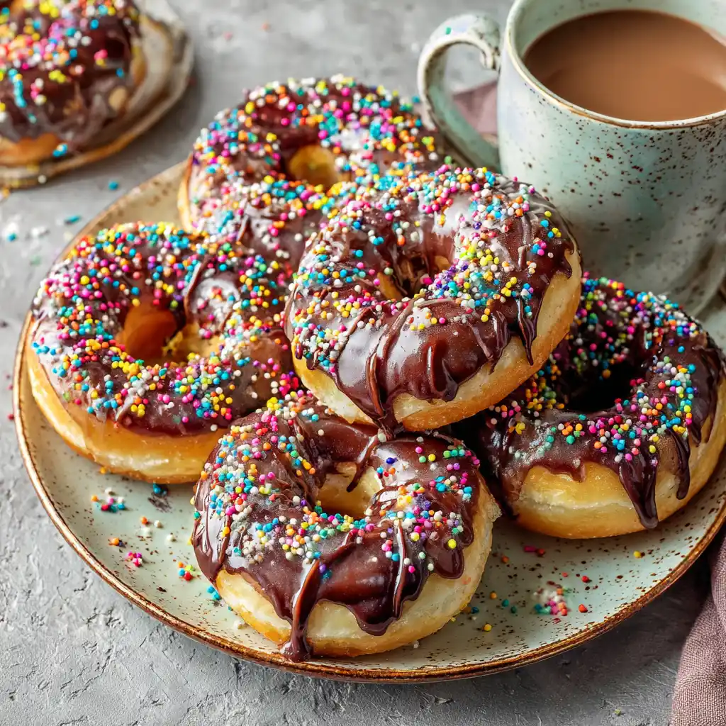 Banana donuts with glaze and coffee pairing