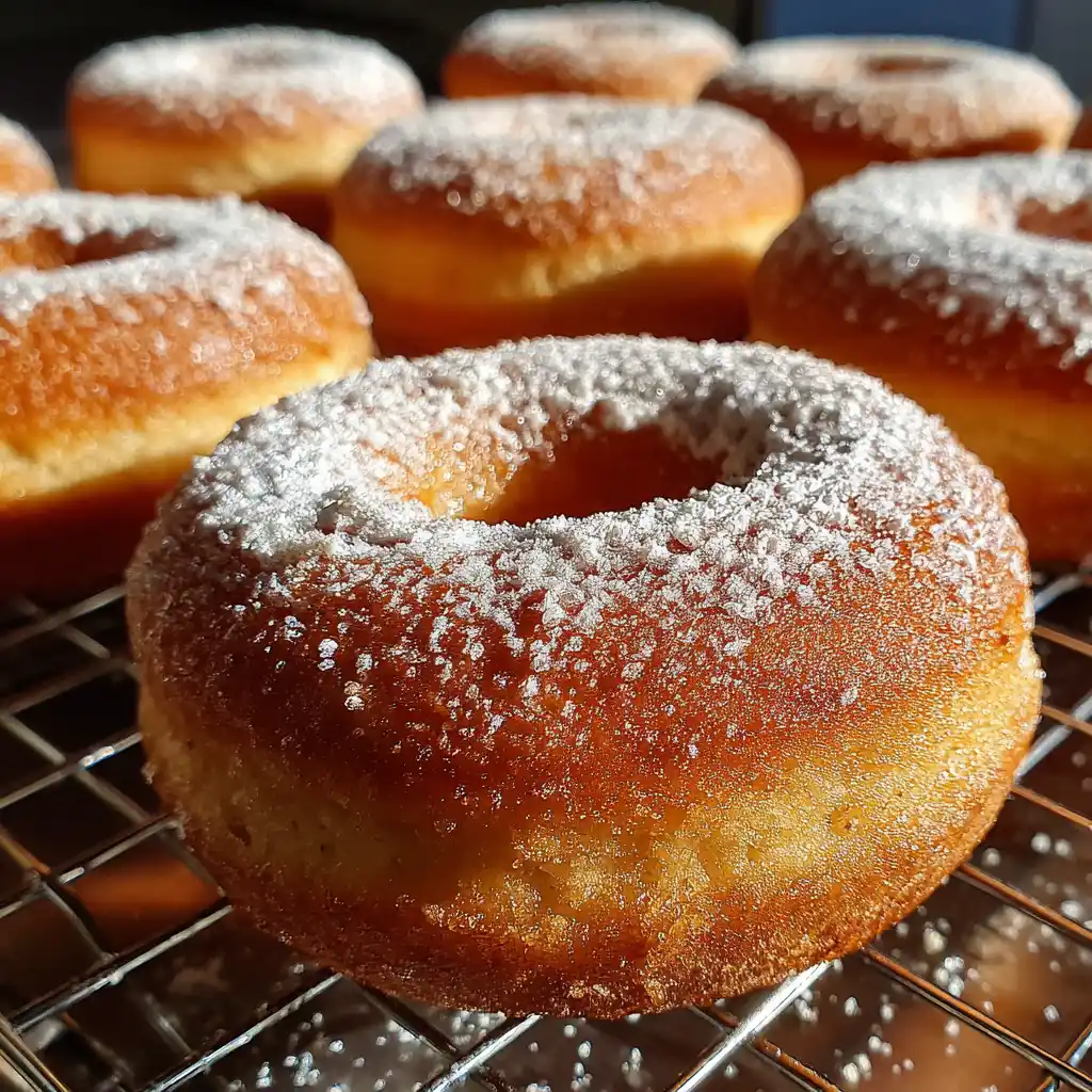 Banana donuts freshly baked and dusted with sugar