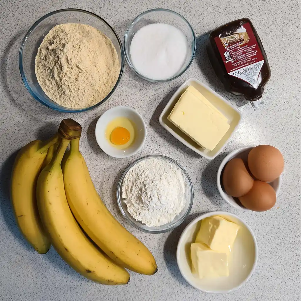 Ingredients for banana donuts recipe