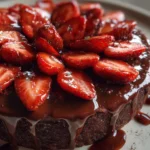 chocolate strawberry cake recipe with fresh strawberries and chocolate ganache