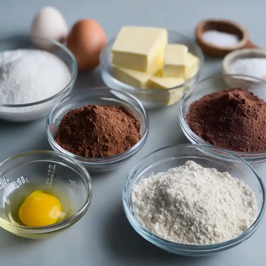 ingredients for small batch chocolate cupcakes recipe