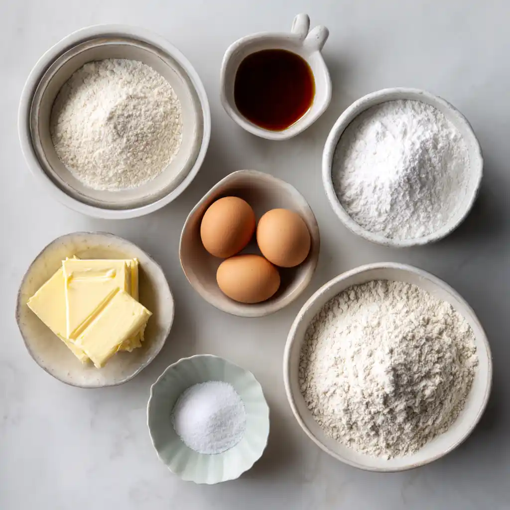 vanilla cupcake recipe ingredients on table