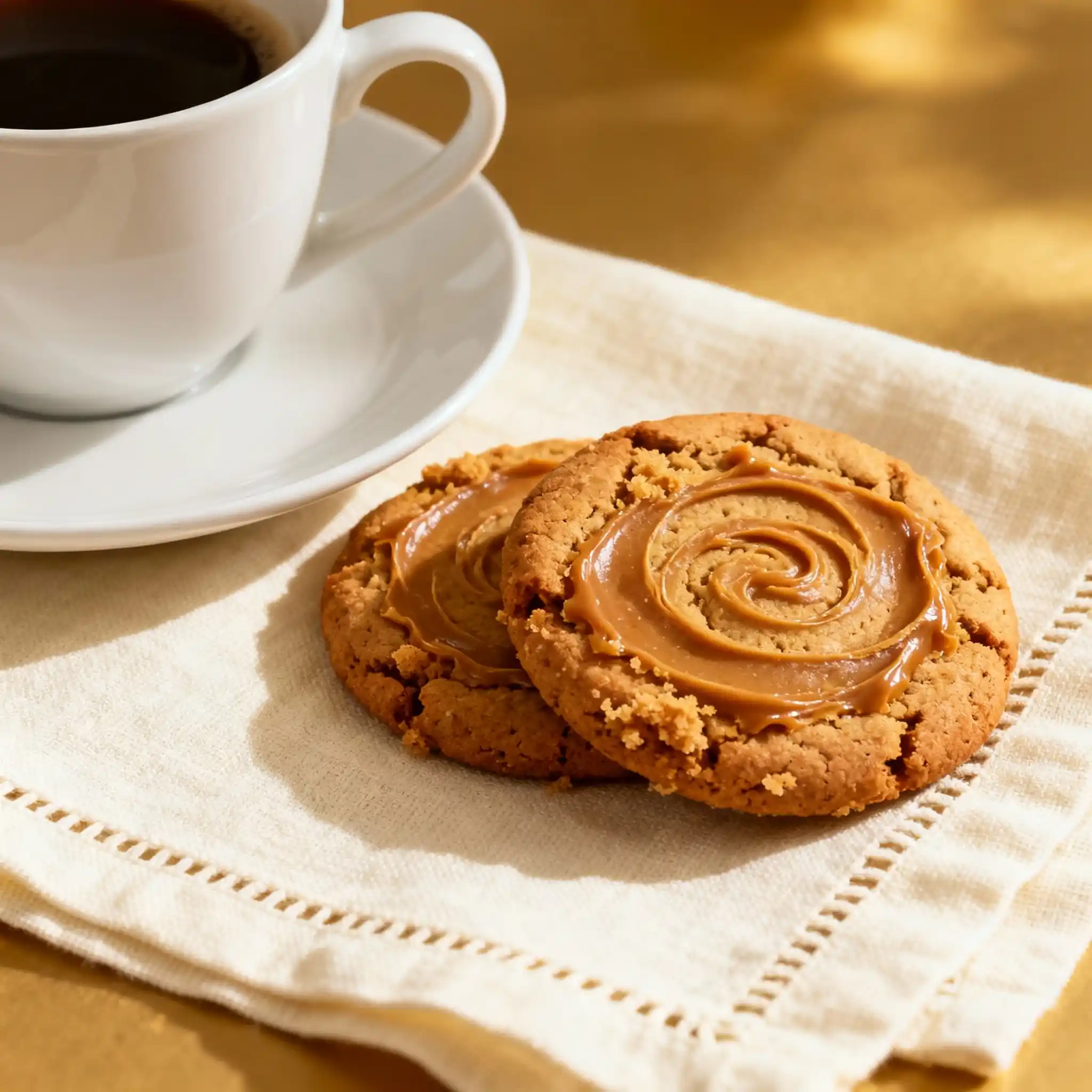Biscoff cookie butter cookies served with coffee.