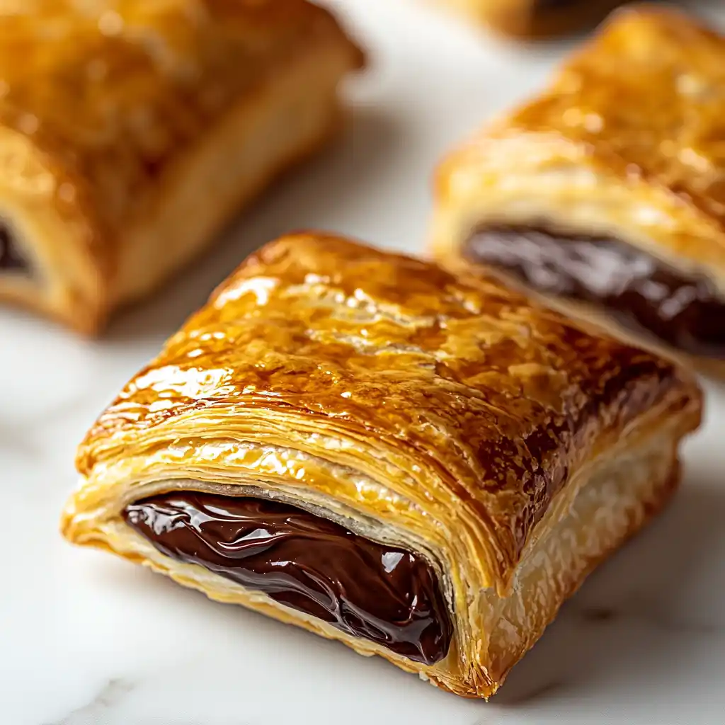 Nutella puff pastry with melted chocolate filling