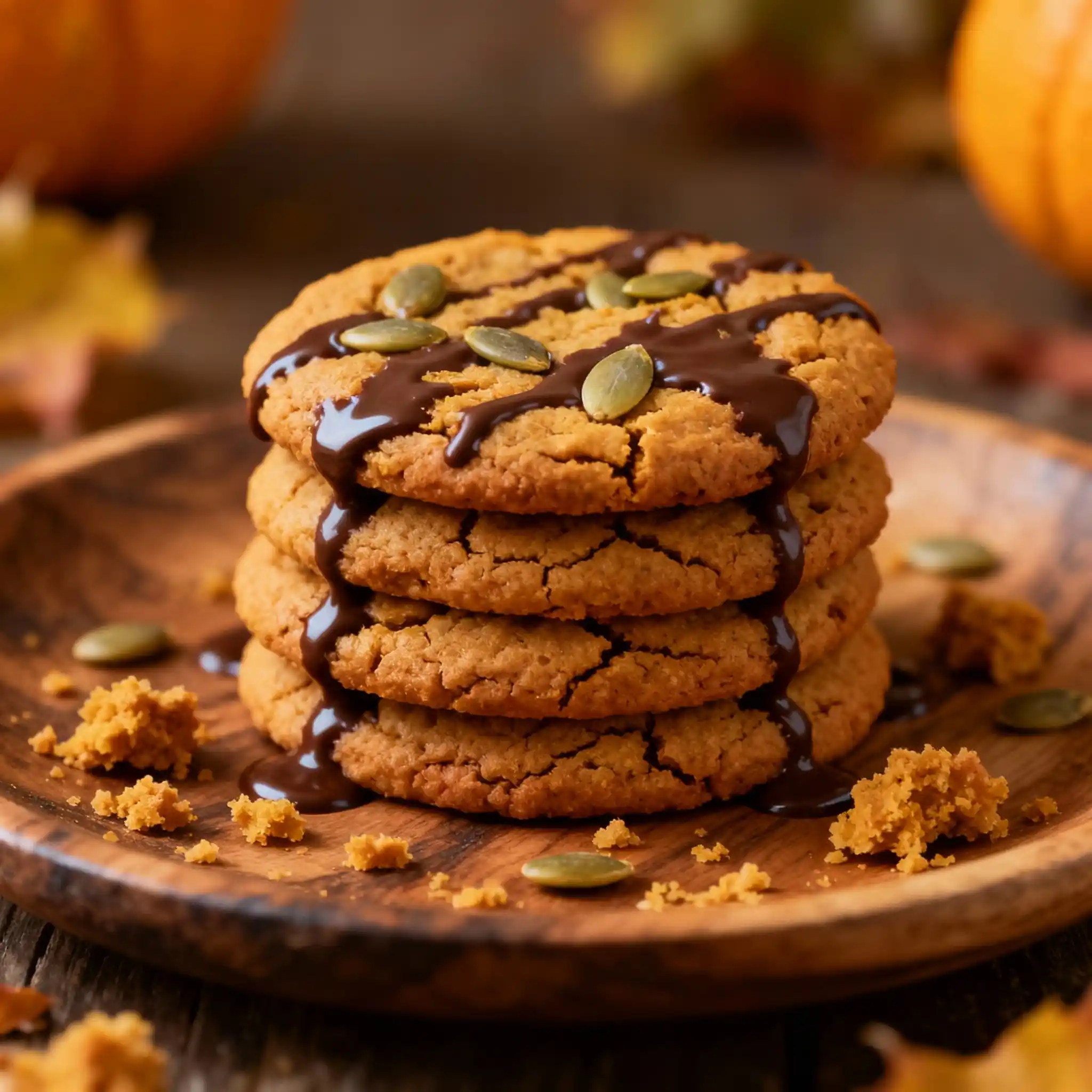 Stack of Brown Butter Pumpkin Cookies on a plate.