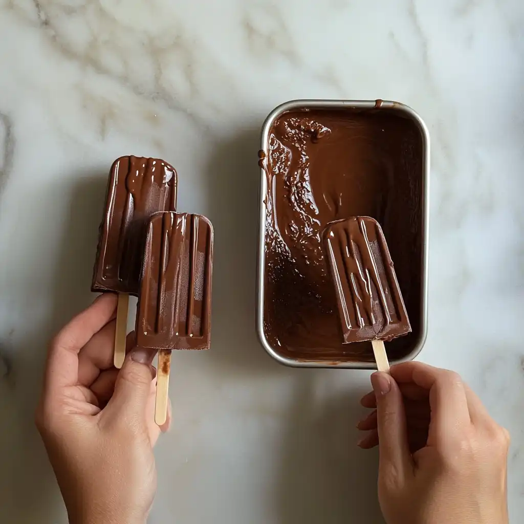 Dipping Christmas Cakesicles in chocolate coating