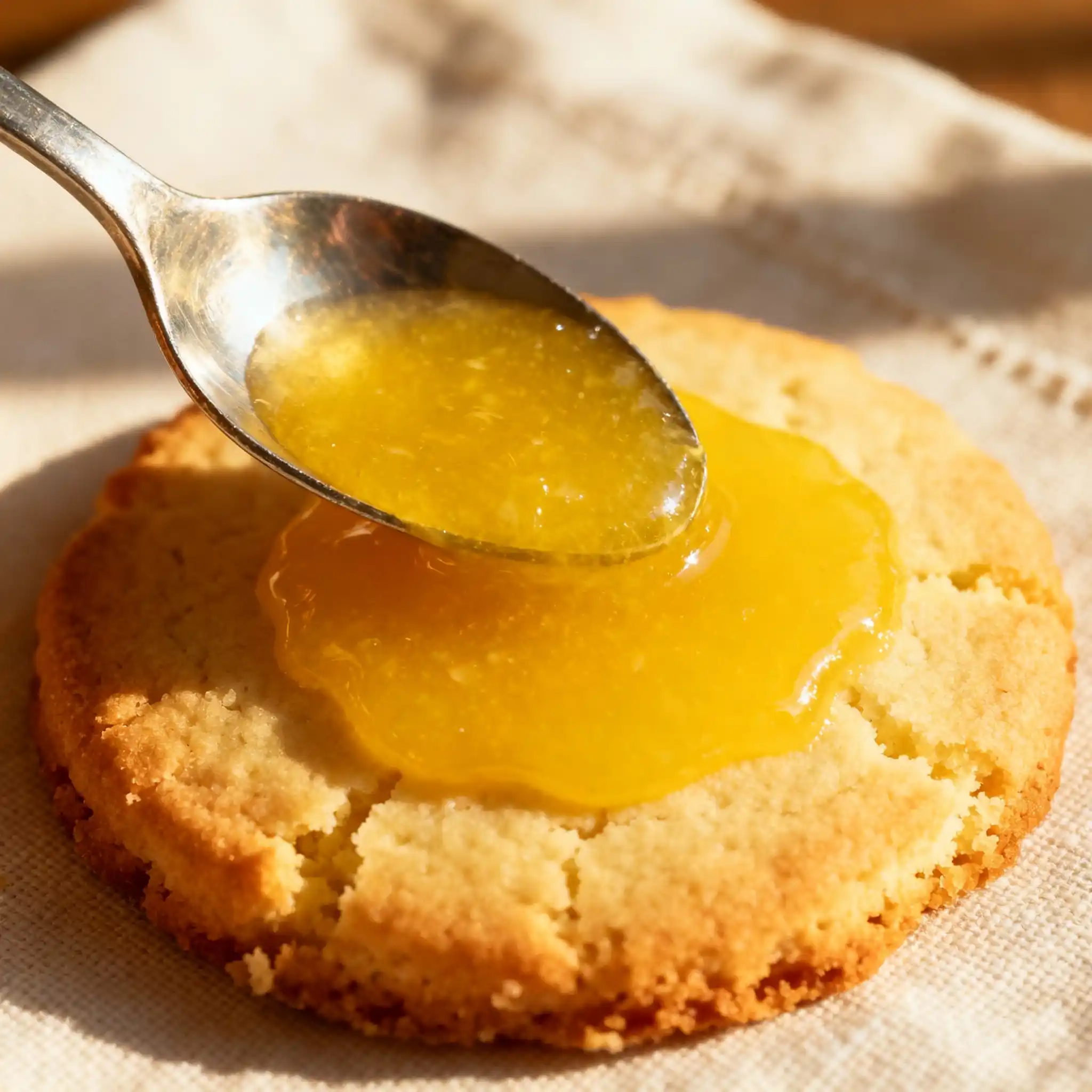 Meyer Lemon Curd spread on buttery shortbread