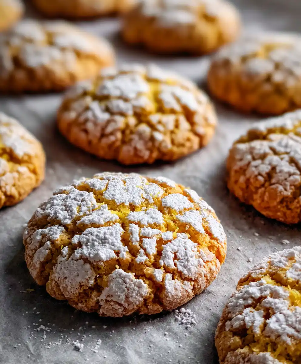 vegan lemon crinkle cookies on baking sheet